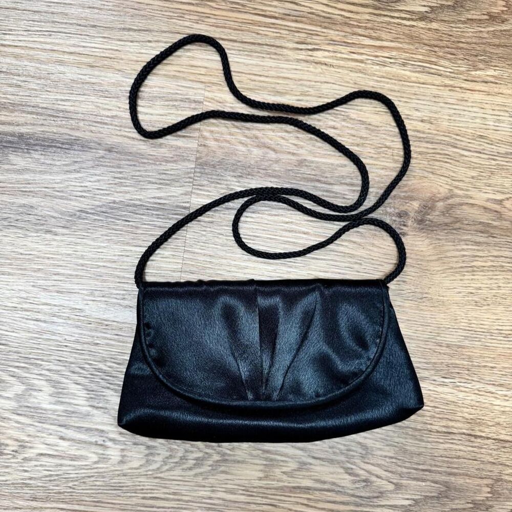 La Regale Black Satin Formal Evening Bag Purse